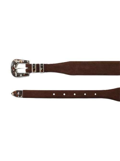 CRAZY COLOR - Brown Shade Cintura Silver Ostrich Silver ostrich | STDCCSBRWSUEBRSBROWN